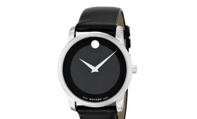 Movado Men's 0606502 Museum Stainless Steel Watch with Black Leather Band